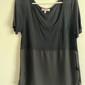 Elegant Black Sheer Panel Women's Tee